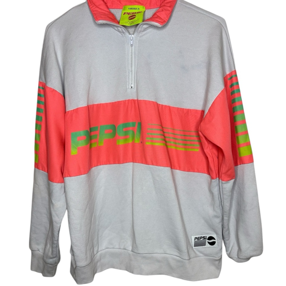 Forever 21 x Pepsi Retro Colorblock Half-Zip Pullover Sweatshirt – Size L